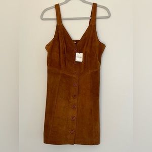 Free People Suede Abbie Mini Dress in Honey